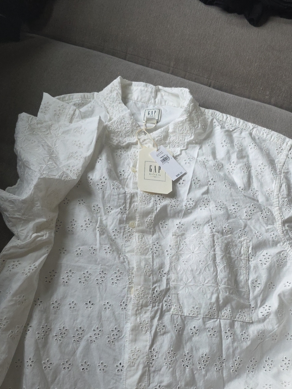GAP White Eyelet Button-Down Shirt  - Embroidered Detail